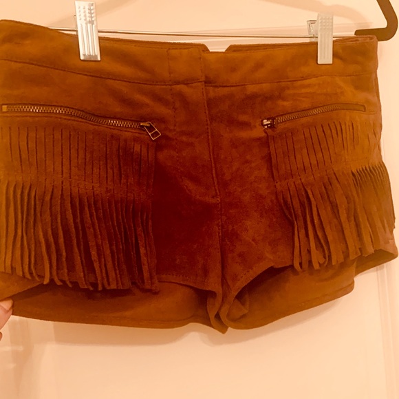 BCBGMaxAzria Pants - BCBG XS suede brown tassel shorts. NWT